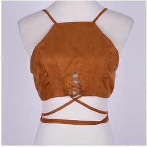 Faux suede crop top